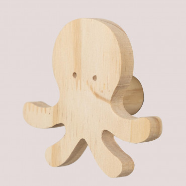 Appendiabiti Da Parete In Legno Di Pino Pol Kids Polpo - Sklum
