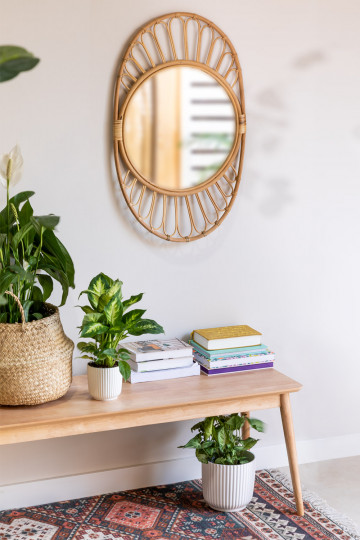 Lampada da tavolo in ceramica e carta intrecciata Tiltil