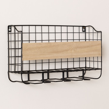 Portabottiglie A Parete Per 4 Bottiglie Con Portabicchieri Parker Nero - Sklum