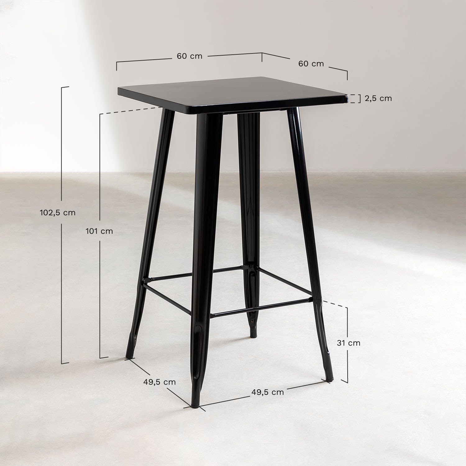 Tavolo alto quadrato in acciaio (60x60 cm) LIX - SKLUM