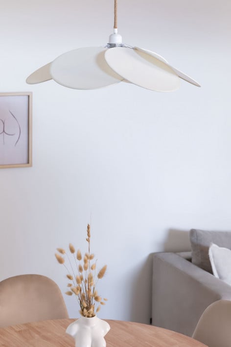 Lampada a sospensione da soffitto in cotone Okai - Bianco Antico