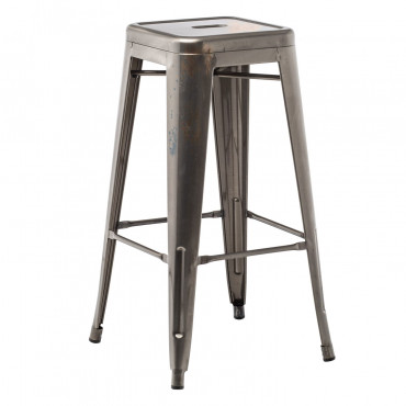 Sgabello Alto In Acciaio Lix Spazzolato Grigio Cromato & ↑75 Cm - Sklum