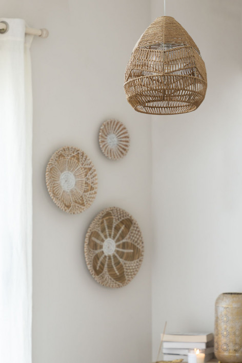 FORCOSO Lampada Rattan, Lampada a Sospensione Boho Vintage 29 cm, Lampadario Ra