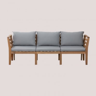 Divano Da Giardino Componibile Filips 3 Pezzi Con Braccioli In Legno Di Acacia Grigio Chiaro - Sklum