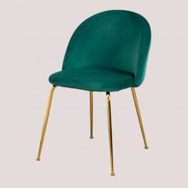 Pack 4 Sedie Da Pranzo In Velluto Kana Design Verde Jungle & Dorato - Sklum