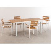 Set tavolo allungabile (150-197x90 cm) e 4 sedie da giardino Saura, immagine in miniatura 4