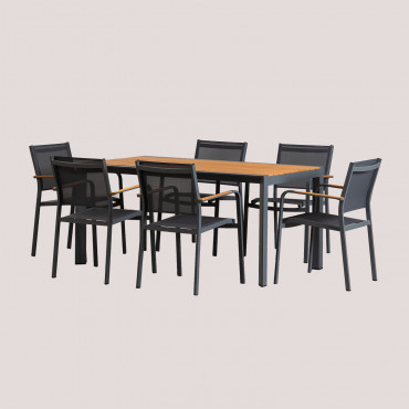Set Tavolo Classic Rettangolare (160x90 Cm) E 6 Sedie Da Giardino Archer Grigio Grafite - Sklum