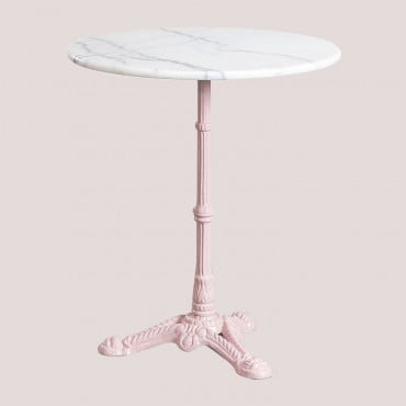 Tavolo Bar Tondo In Marmo Moka Zucchero Filato Rosa & Ø60 Cm - Sklum