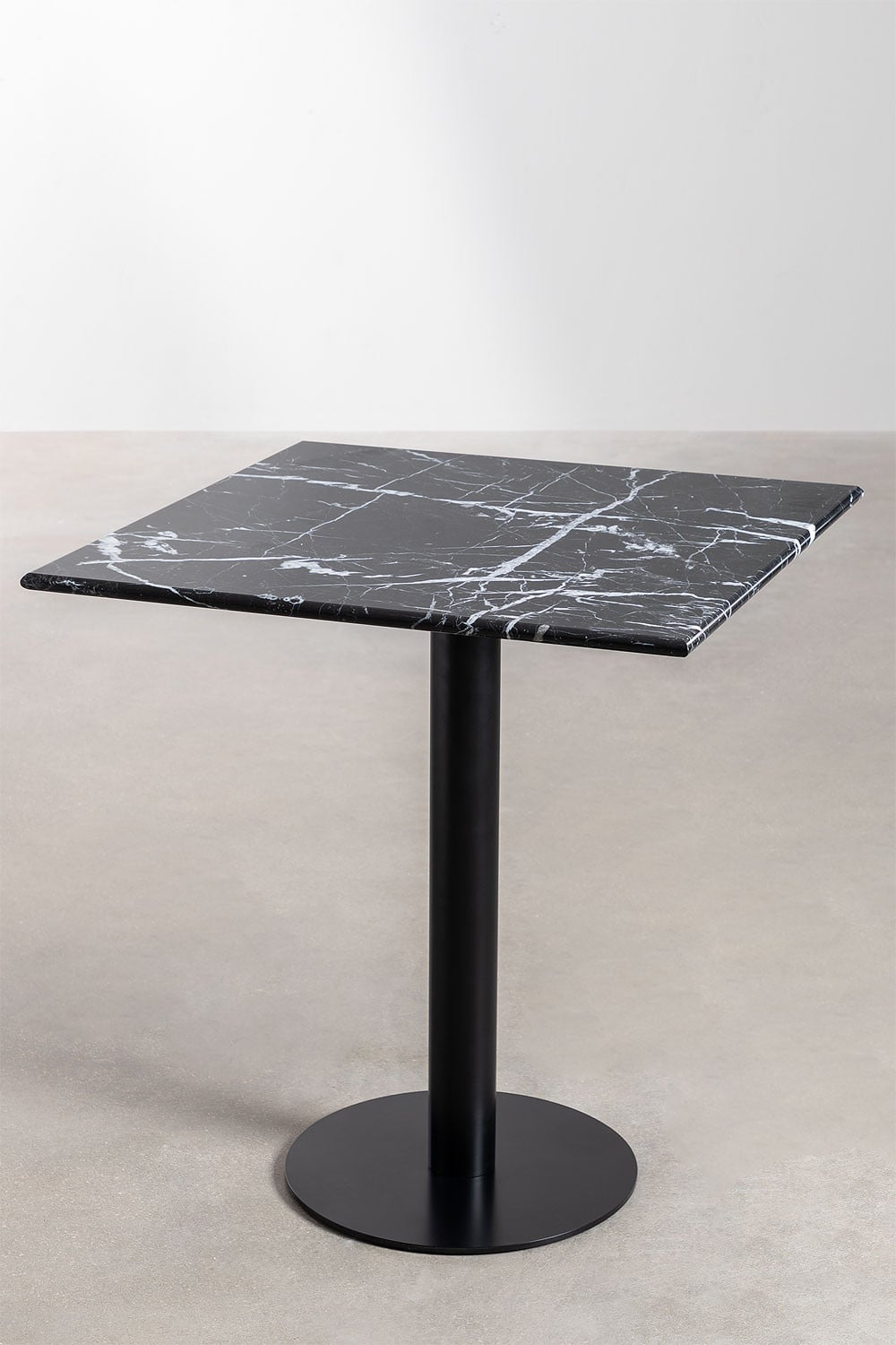 Tavolo Alto Da Bar Quadrato Design Industriale – Piano In Pino Naturale, Gambe In Metallo Nero – 60x60x110 Cm, Per 2-4 Persone