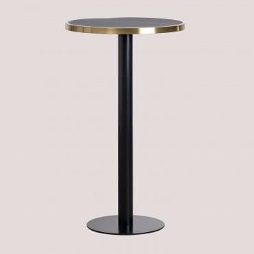 Tavolo Alto Da Bar Rotondo Ø60 Cm In Gres Amaretto Nero - Sklum