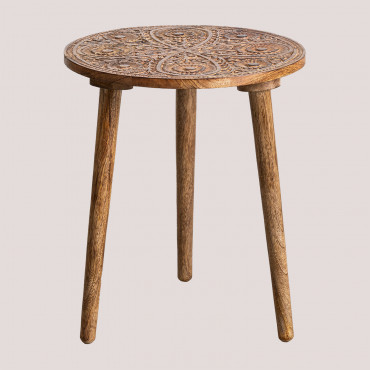 Tavolino Laterale Rotondo Ø40 Cm In Legno Di Mango Nanup Legno Di Mango - Sklum