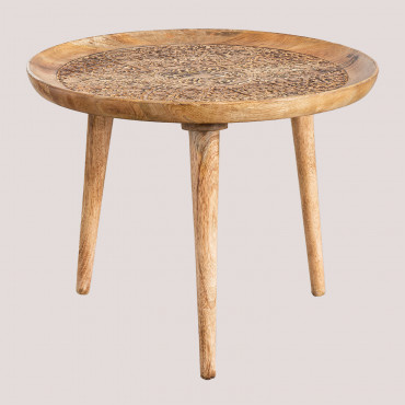 Tavolino Laterale Rotondo Ø60 Cm In Legno Di Mango Nanup Legno Di Mango - Sklum