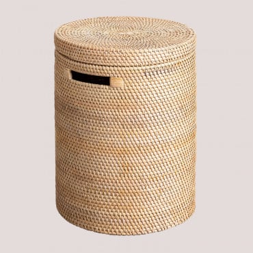 Cesto Per Biancheria Rotondo Ø30 Cm In Rattan Guacui Natural - Sklum