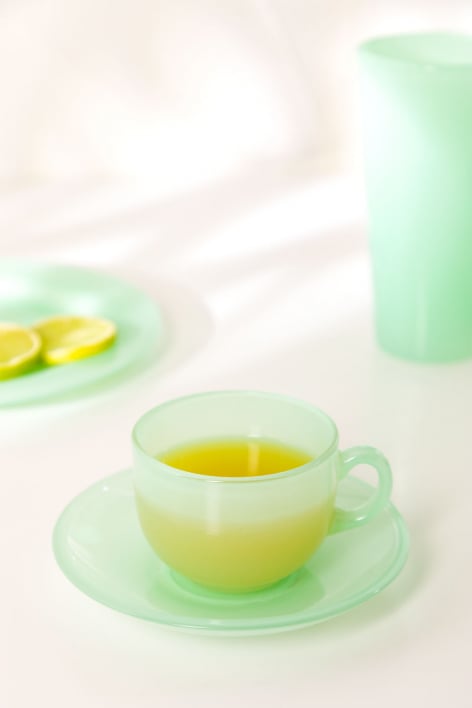Set di 4 tazze da caffè 15 cl con piattino in vetro Ainara