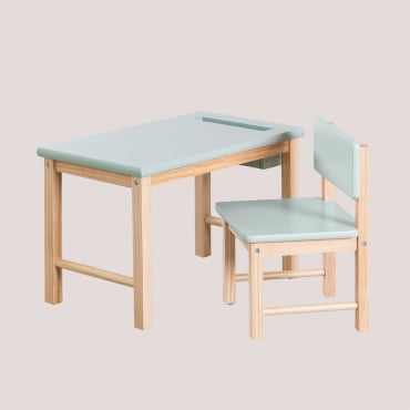 Set Tavolo E Sedia In Legno Dakota Kids Celadon - Sklum