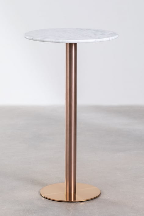 Tavolo alto da bar rotondo Ø60 cm in marmo Cosmopolitan - Marmo bianco Guangxi
