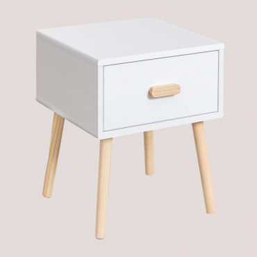 Comodino In Mdf E Legno Di Pino Tom Kids Bianco - Sklum