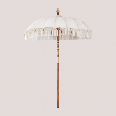 Ombrellone In Tessuto E Legno (ø186 Cm) Orongo Gardenia Bianco - Sklum