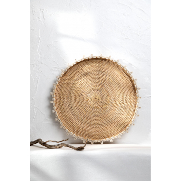 Vassoio Ovale In Rattan H&H - Misure 52x36x5 Cm, Con Manici, Naturale, Per Casa E Decorazione