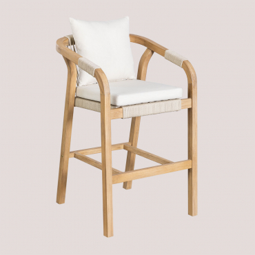 Sgabello Alto 75 Cm In Legno Di Acacia Dubai Gardenia Bianco & Acacia Rustica Marrone - Sklum