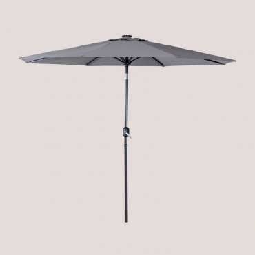 Ombrellone Con Luce In Tessuto E Acciaio (ø270 Cm) Uzombras Grigio Antracite - Sklum
