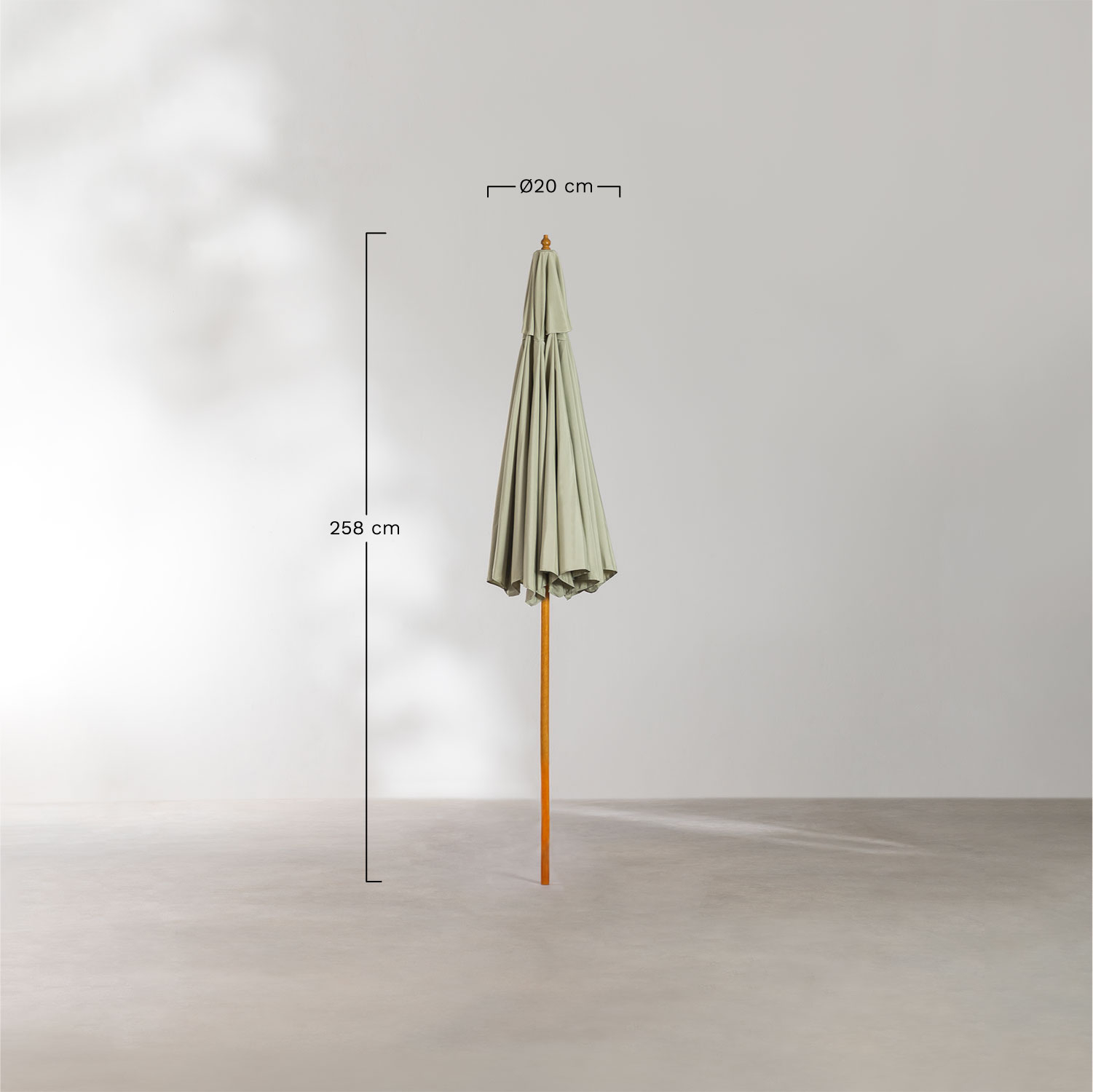 Ombrellone Ø290 cm in tessuto e legno Cretas, MISURE