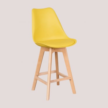 Pacco Di 2 Sgabelli Alti 65 Cm Con Cuscino In Similpelle Nordic Giallo Curry - Sklum