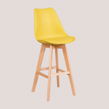 Pacco Di 4 Sgabelli Alti 75 Cm Con Cuscino In Similpelle Nordic Giallo Curry - Sklum