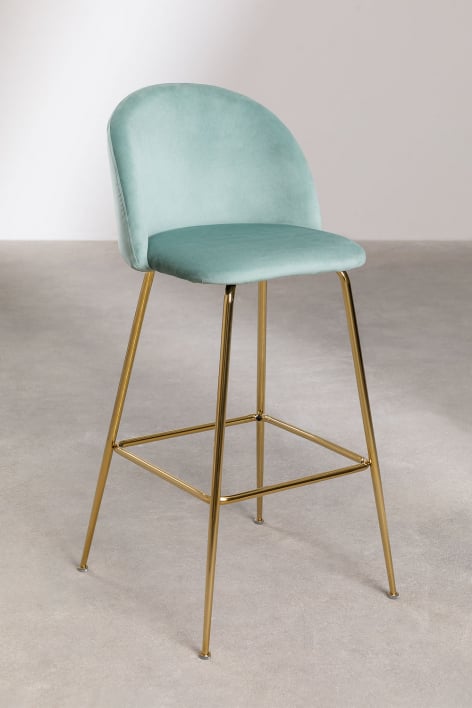 Sgabello alto 75 cm in velluto verde giungla e gambe nere Kana Design