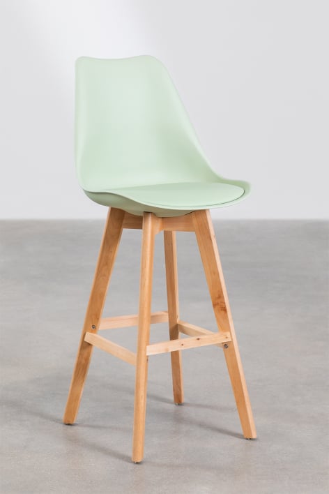 Sgabello alto 75 cm con cuscino in similpelle celadon Nordic - Celadon