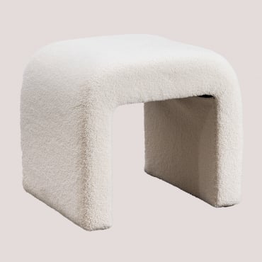 Sgabello Basso Carlise In Shearling Ciniglia Blanc - Sklum