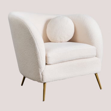 Poltrona In Ciniglia Clovys Bianco - Sklum