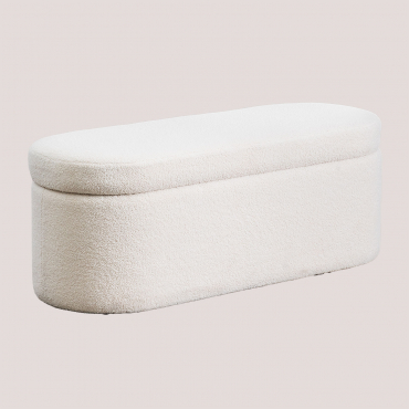 Panca Con Contenitore In Ciniglia Sereyco Ciniglia Blanc - Sklum