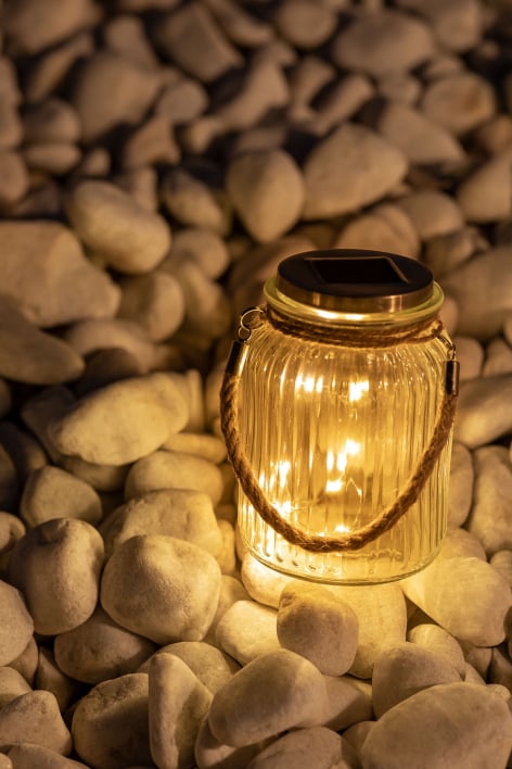 Vaso solare in vetro con ghirlanda LED Pol