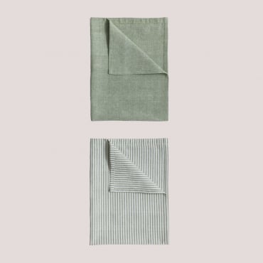 Set Di 2 Strofinacci Da Cucina In Cotone Gabrail Verde Alloro - Sklum