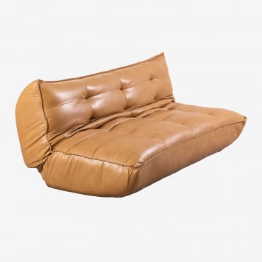Divano Letto 3 Posti In Similpelle Mati Camel - Sklum