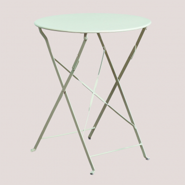 Tavolo Da Giardino Rotondo Ø60 Cm Pieghevole In Acciaio Sergey Celadon Mousse - Sklum