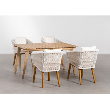Set tavolo allungabile in legno (150-200x90 cm) Naele e 4 sedie da pranzo  Barker - SKLUM