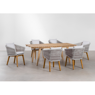 Set tavolo allungabile in legno (150-200x90 cm) Naele e 6 sedie da pranzo  Barker - SKLUM