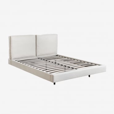 Letto Imbottito Ketia Tessuto Bianco Antico & 160 X 200 Cm - Sklum