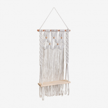 Arazzo Con Mensola A Muro In Macramè Gaston Beige Crema - Sklum