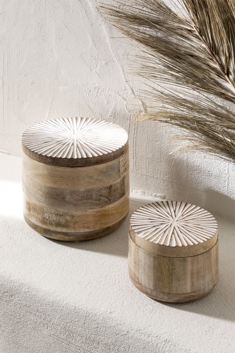 Set di 2 barattoli in legno di mango Nabordi