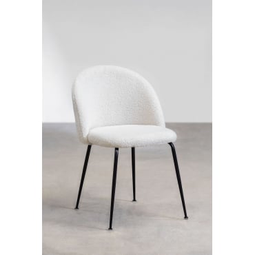 Set 4 sedie in tessuto ciniglia grigio e gambe in metallo nero - Paona
