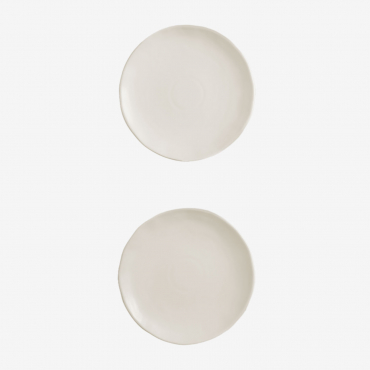 Pacco Di 2 Piatti Piani In Gres Belvere Gardenia Bianco - Sklum