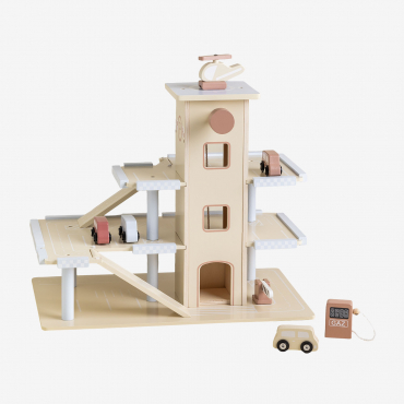 Parcheggio In Legno A 3 Piani Nelvis Kids Colori Naturali - Sklum