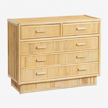 Cassettiera In Rattan Leiremy Marrone Naturale - Sklum