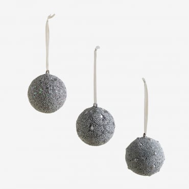 Set Di 3 Decorazioni Natalizie Serena Grigio Argento - Sklum