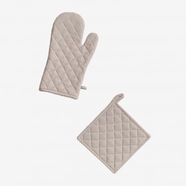 Set Guanto E Panno Per Forno Nedeliya Grigio Sabbia - Sklum