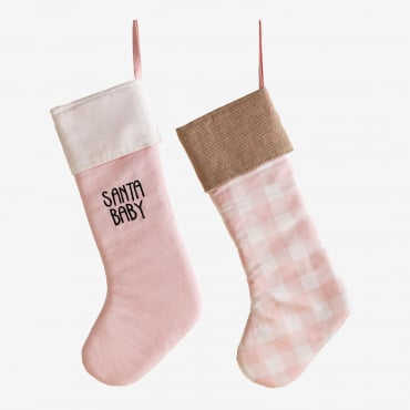 Set Di 2 Calzini Natalizi Twinkle Zucchero Filato Rosa - Sklum