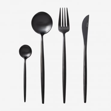 Set Di Posate Noya Opaco 16 Pz Nero - Sklum